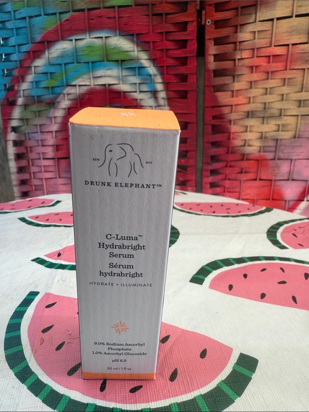 Drunk Elephant C-Luma Hydrabrigh Serum — Orange and White